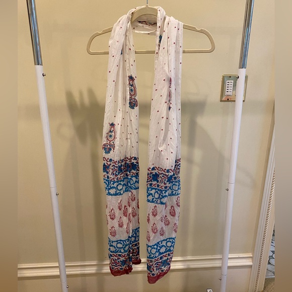 Blue and Pink Indian Cotton Scarf - Picture 1 of 4